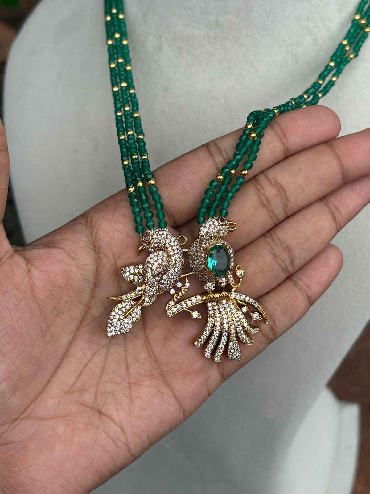 H0083 Green Crystal Bead Haram