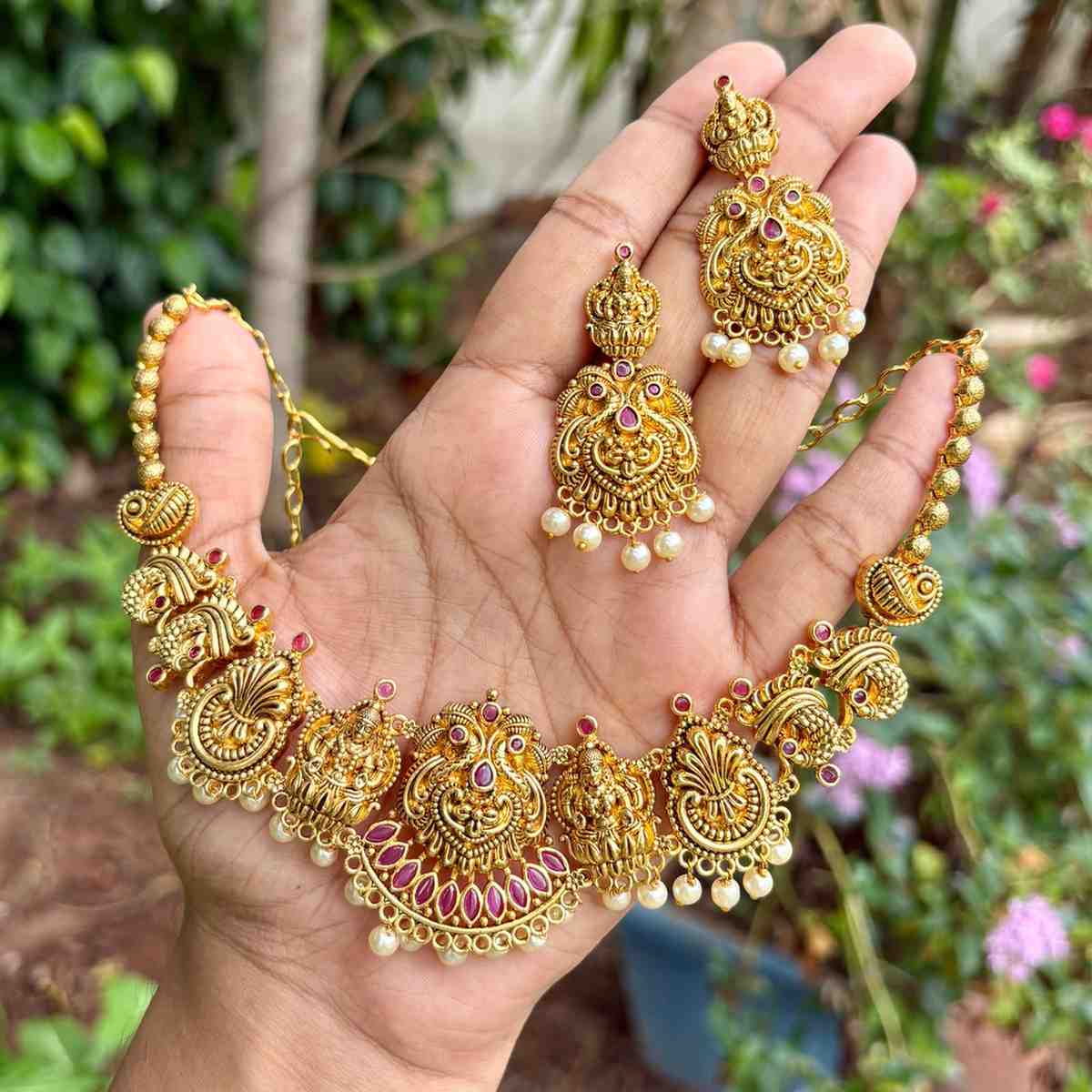 N0287 Gold Inspired Lakshmi Premium necklace