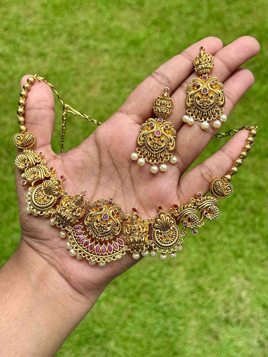 N0287 Gold Inspired Lakshmi Premium necklace