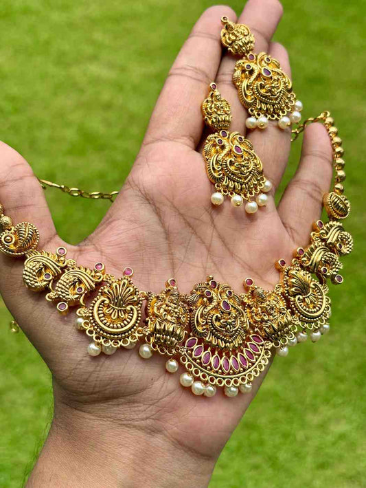 N0287 Gold Inspired Lakshmi Premium necklace