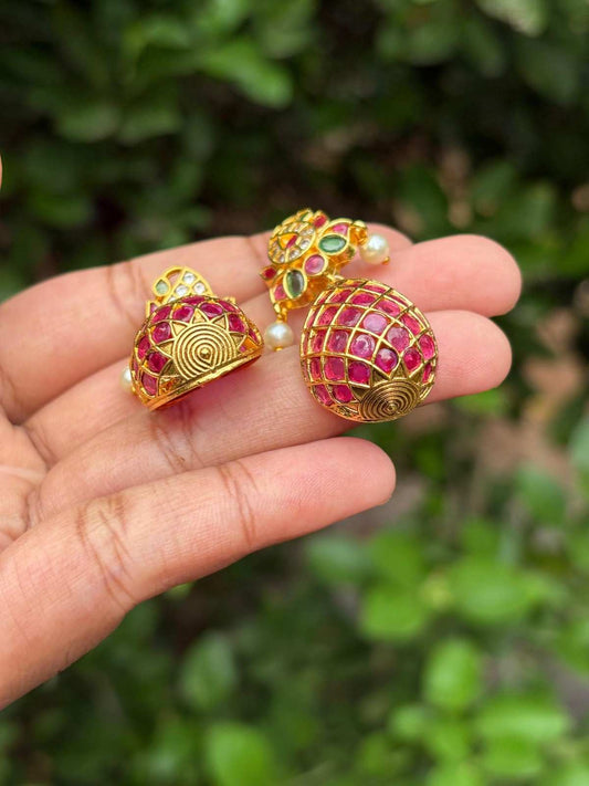 J0146 Kemp Stone Unique Jhumka