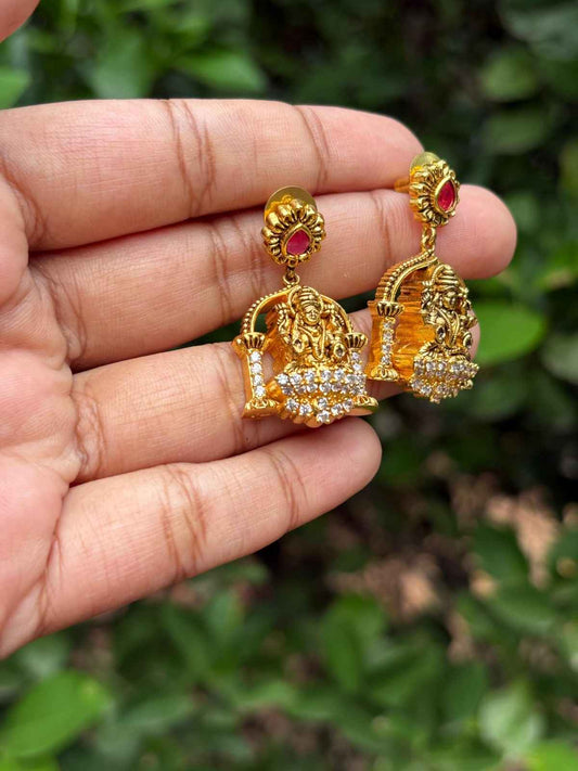 J0147 Lakshmi with side pillar Earrings