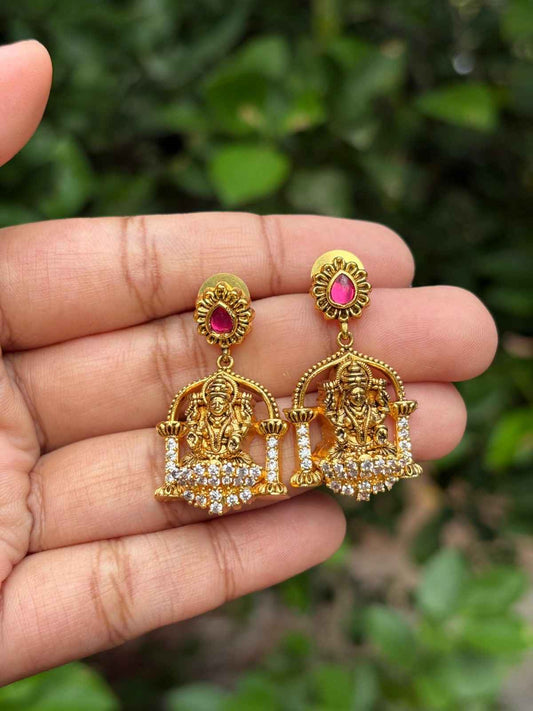 J0147 Lakshmi with side pillar Earrings