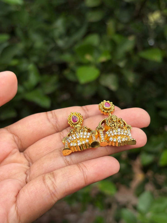 J0147 Lakshmi with side pillar Earrings