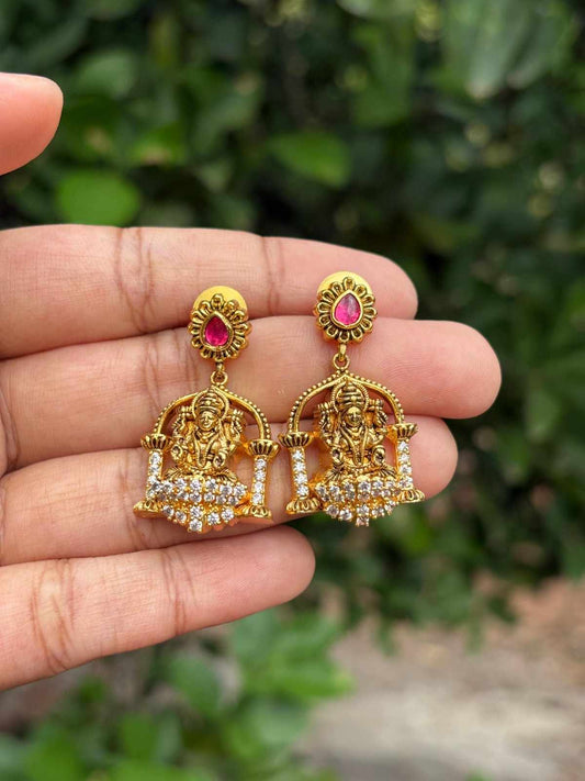 J0147 Lakshmi with side pillar Earrings