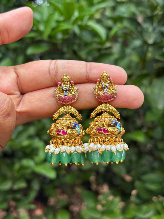 J0149 Lakshmi Jhumka with enamel Hand painted