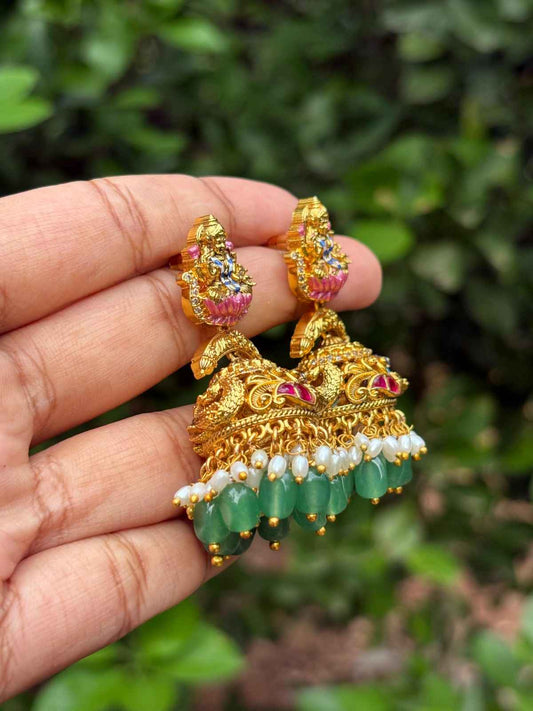 J0149 Lakshmi Jhumka with enamel Hand painted