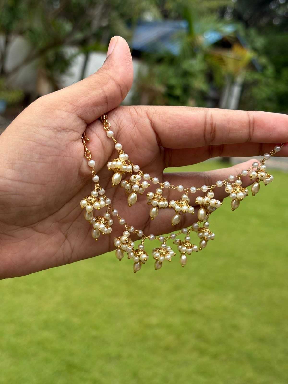 J0174 Pearl Jhumka EarChain only
