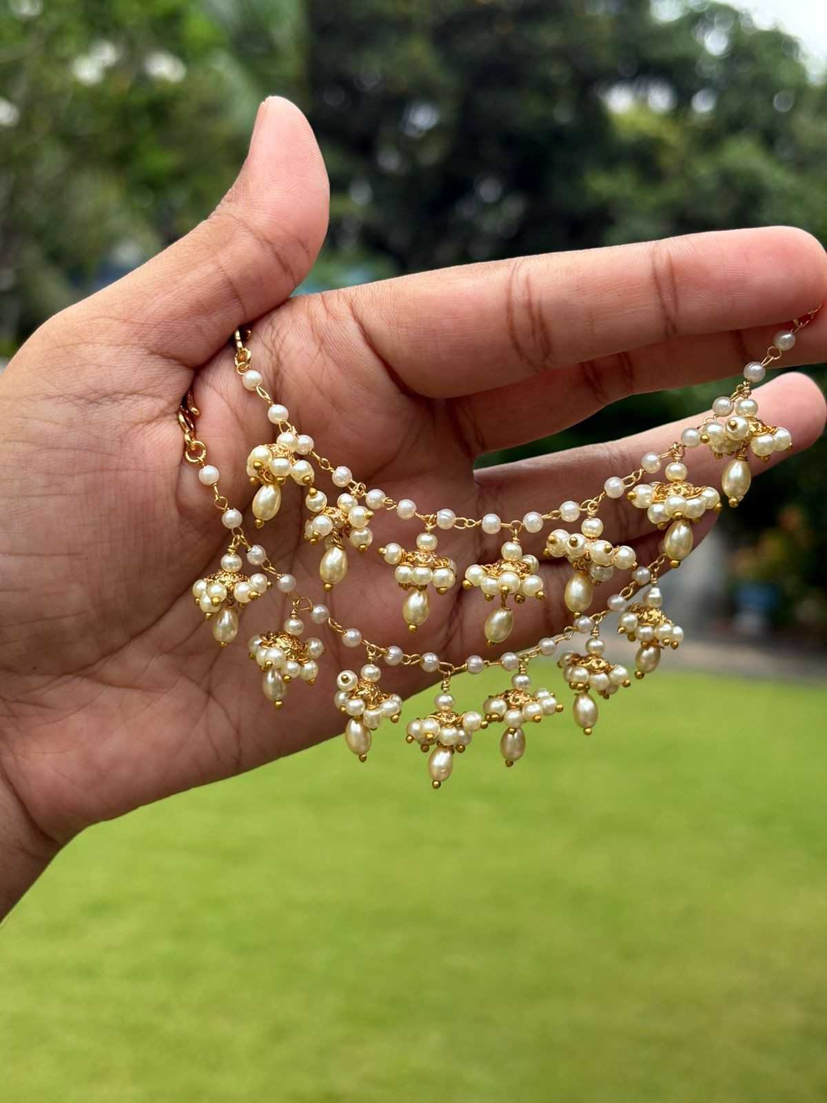 J0174 Pearl Jhumka EarChain only