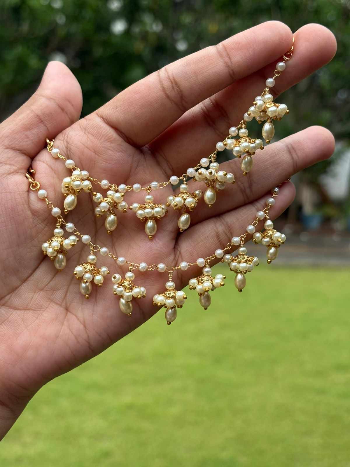 J0174 Pearl Jhumka EarChain only