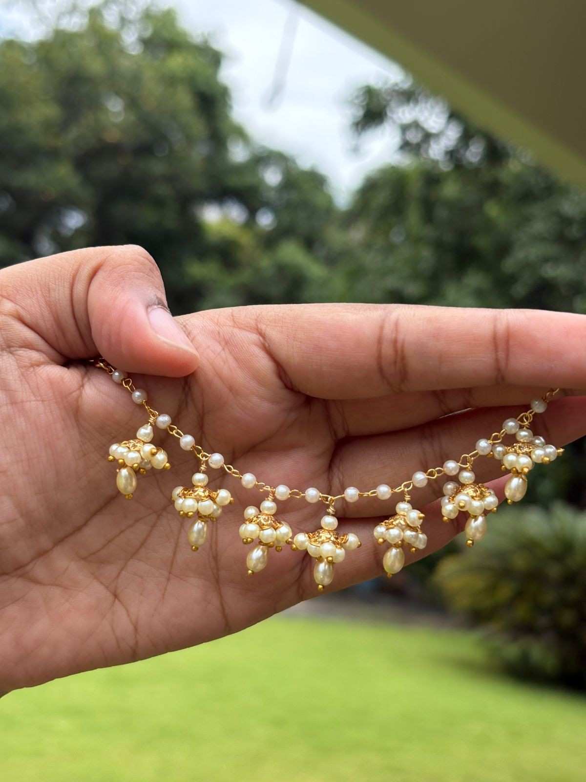 J0174 Pearl Jhumka EarChain only