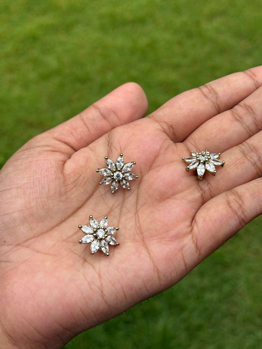 HA065 set of 3 Floral Stone Hair Pins