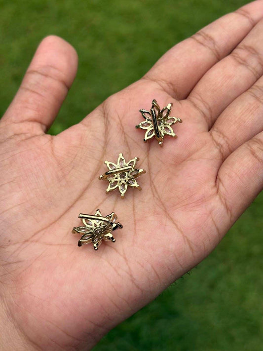 HA065 set of 3 Floral Stone Hair Pins