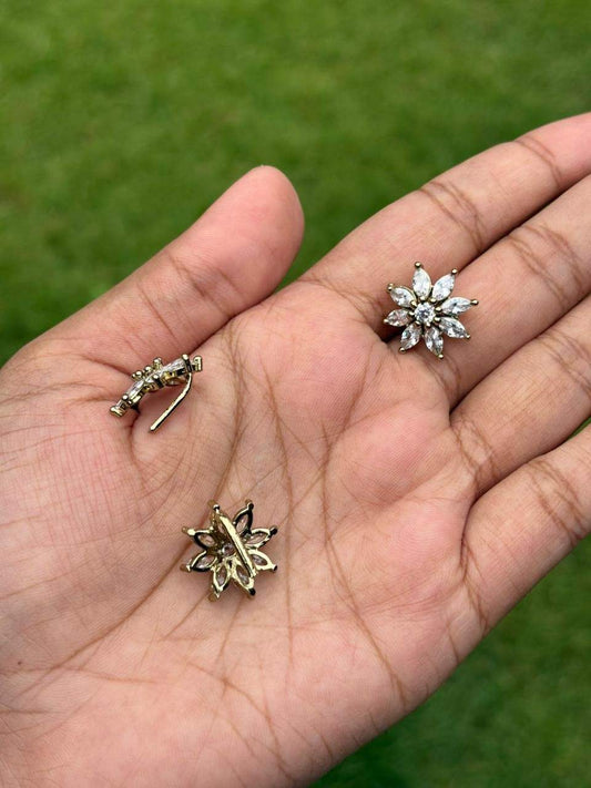 HA065 set of 3 Floral Stone Hair Pins