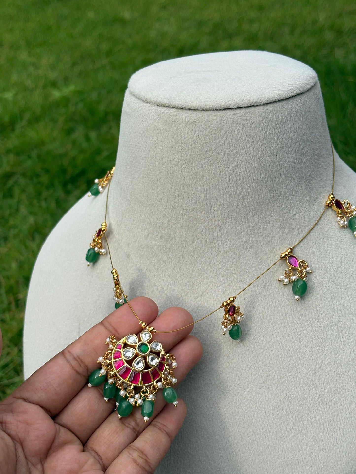 IN017 Premium Jadau Kundan Invisible necklace