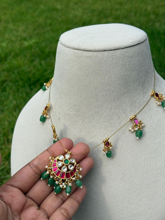 IN017 Premium Jadau Kundan Invisible necklace