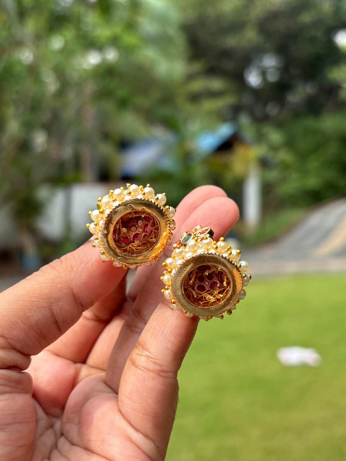 J0163 Traditional Ruby Jhumka Medium Size