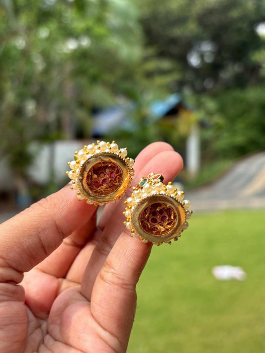 J0163 Traditional Ruby Jhumka Medium Size