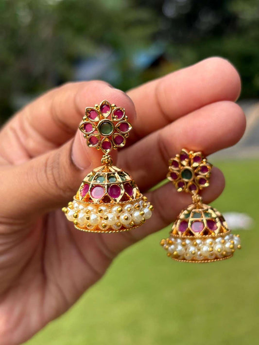 J0163 Traditional Ruby Jhumka Medium Size