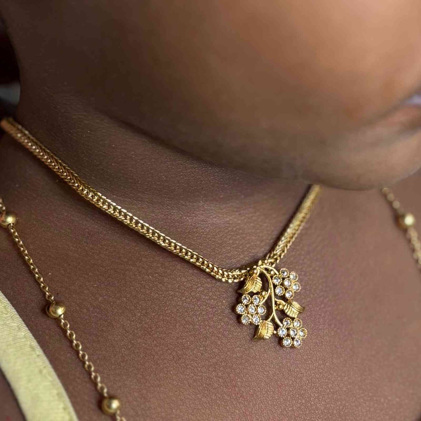 N0073 Floral Design minimal kids Necklace