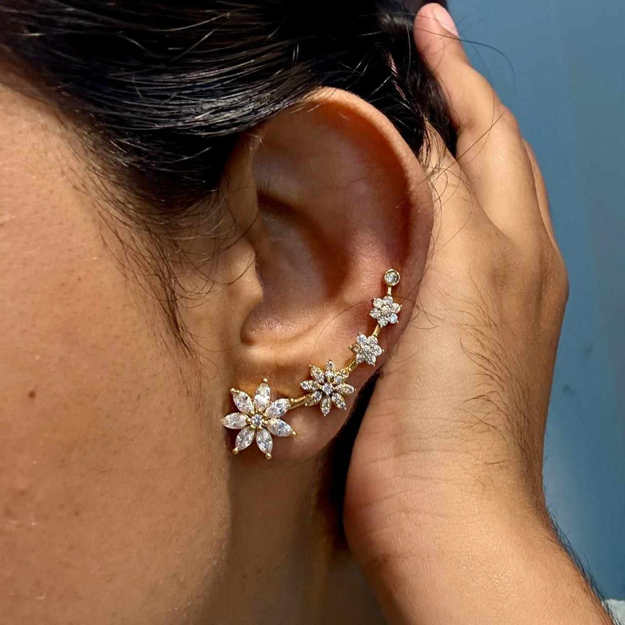 J0165 Floral Earcuff Earrings