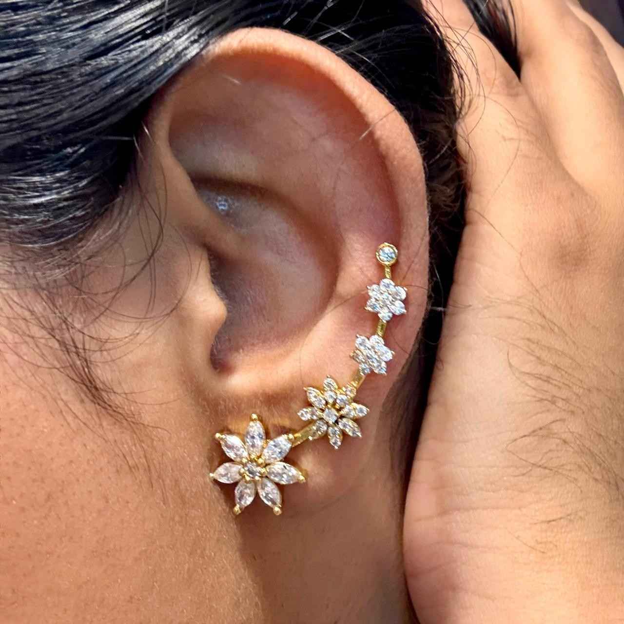 J0165 Floral Earcuff Earrings