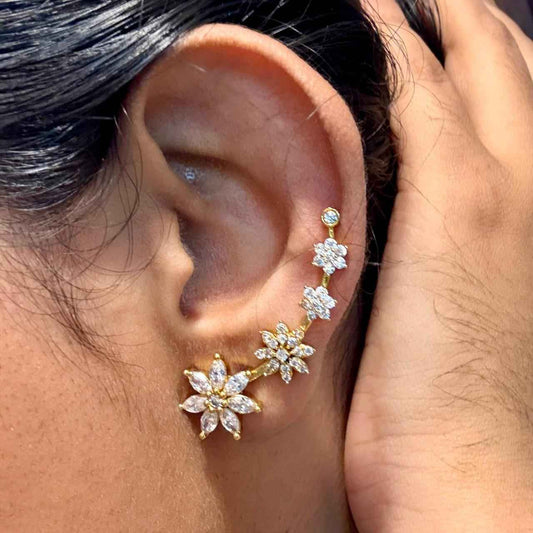 J0165 Floral Earcuff Earrings