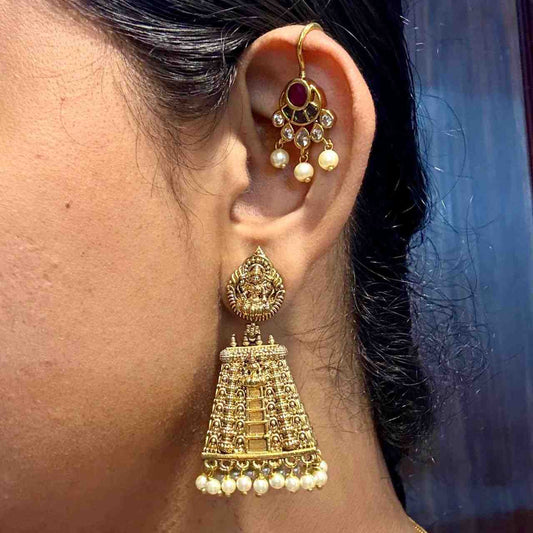 J0131 Antique Premium  Gopuram Jhumka