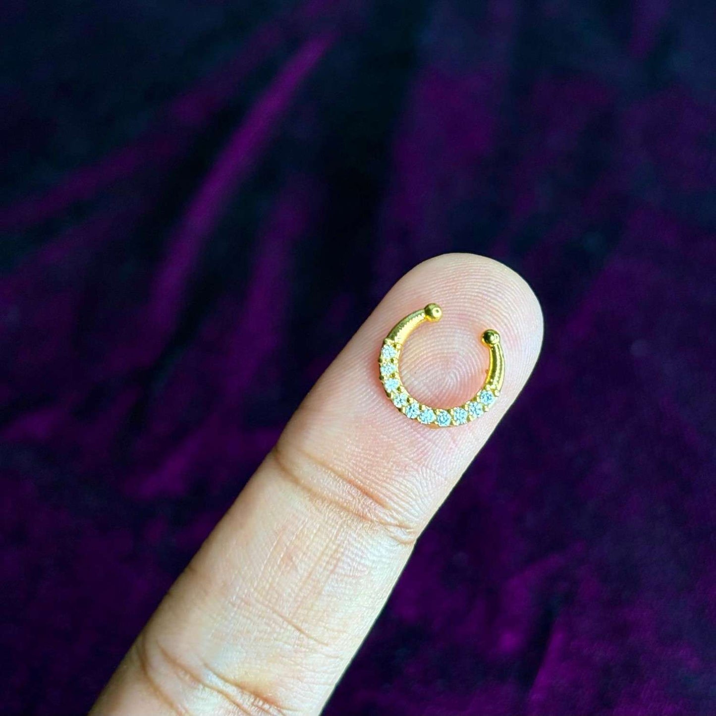 J0166 White Stone Nose Septum Rings