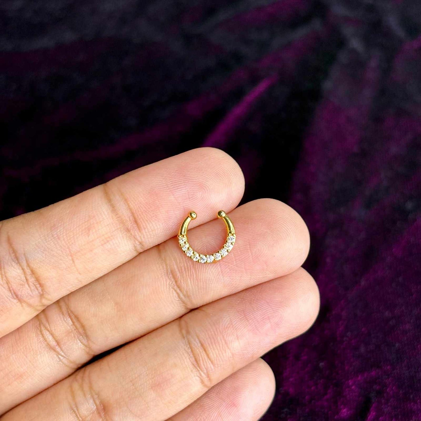 J0166 White Stone Nose Septum Rings