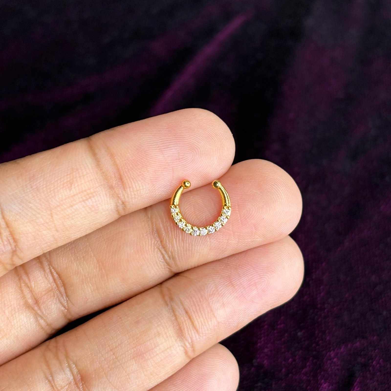 J0166 White Stone Nose Septum Rings