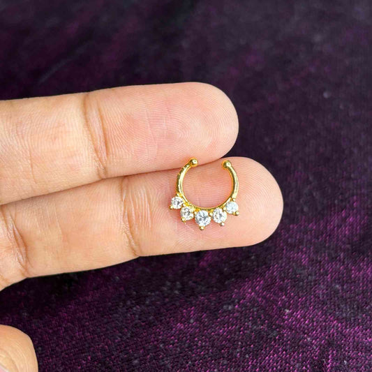 J0168  White AD Stone Nose Septum Rings