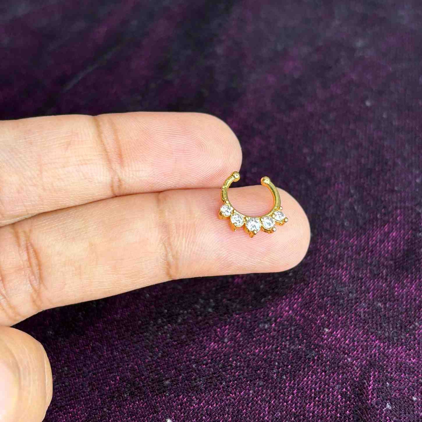 J0168  White AD Stone Nose Septum Rings