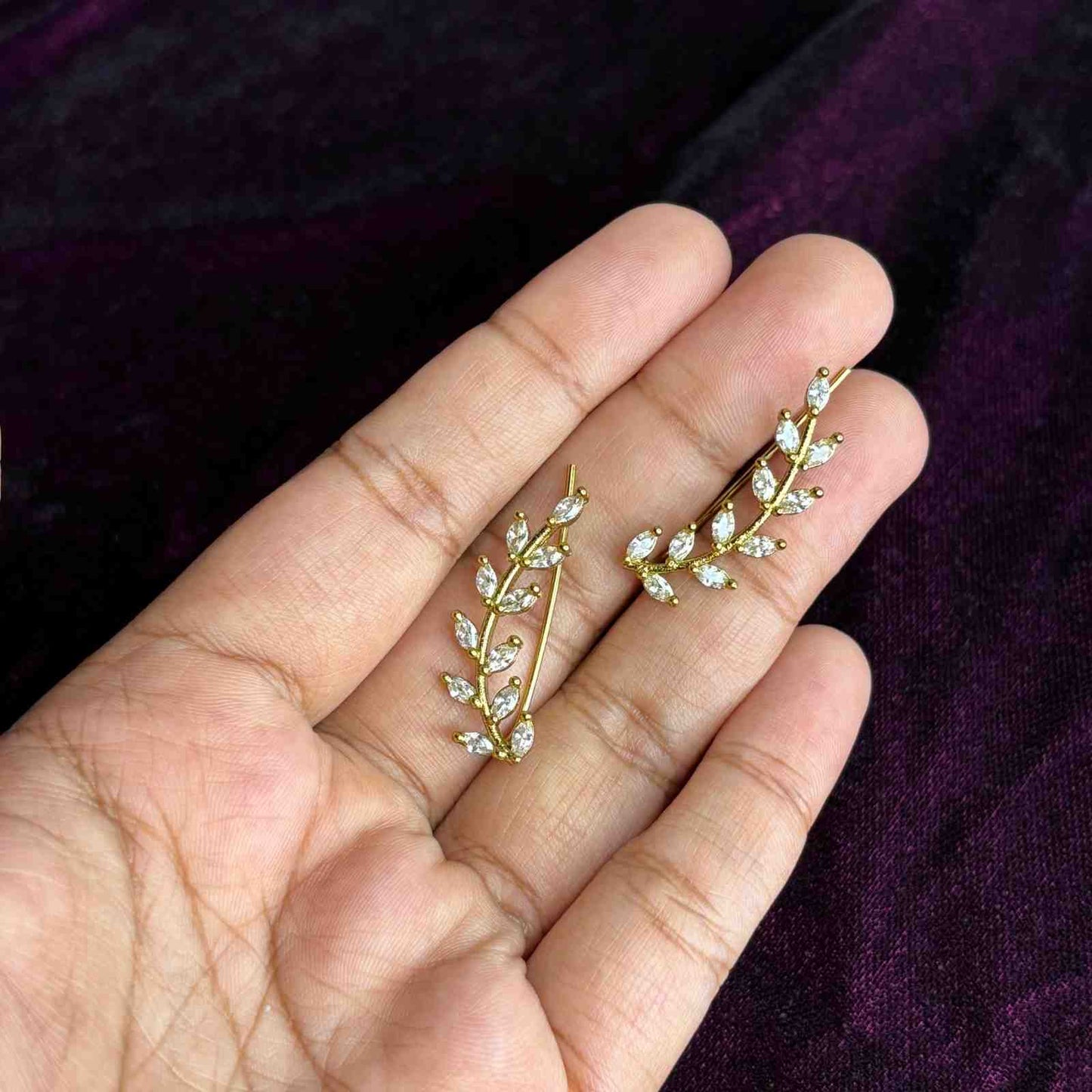 J0171 Leaf Pattern Ear cuff Earrings