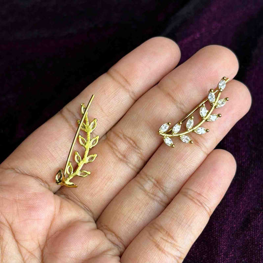 J0171 Leaf Pattern Ear cuff Earrings