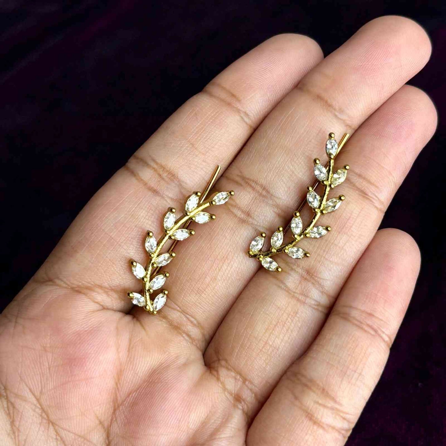 J0171 Leaf Pattern Ear cuff Earrings