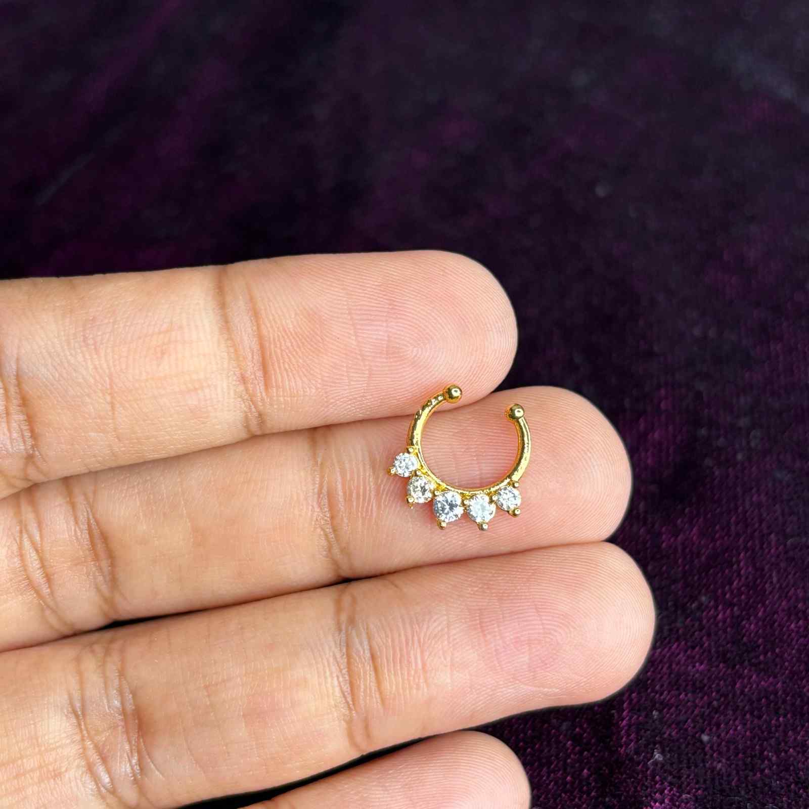 J0168  White AD Stone Nose Septum Rings