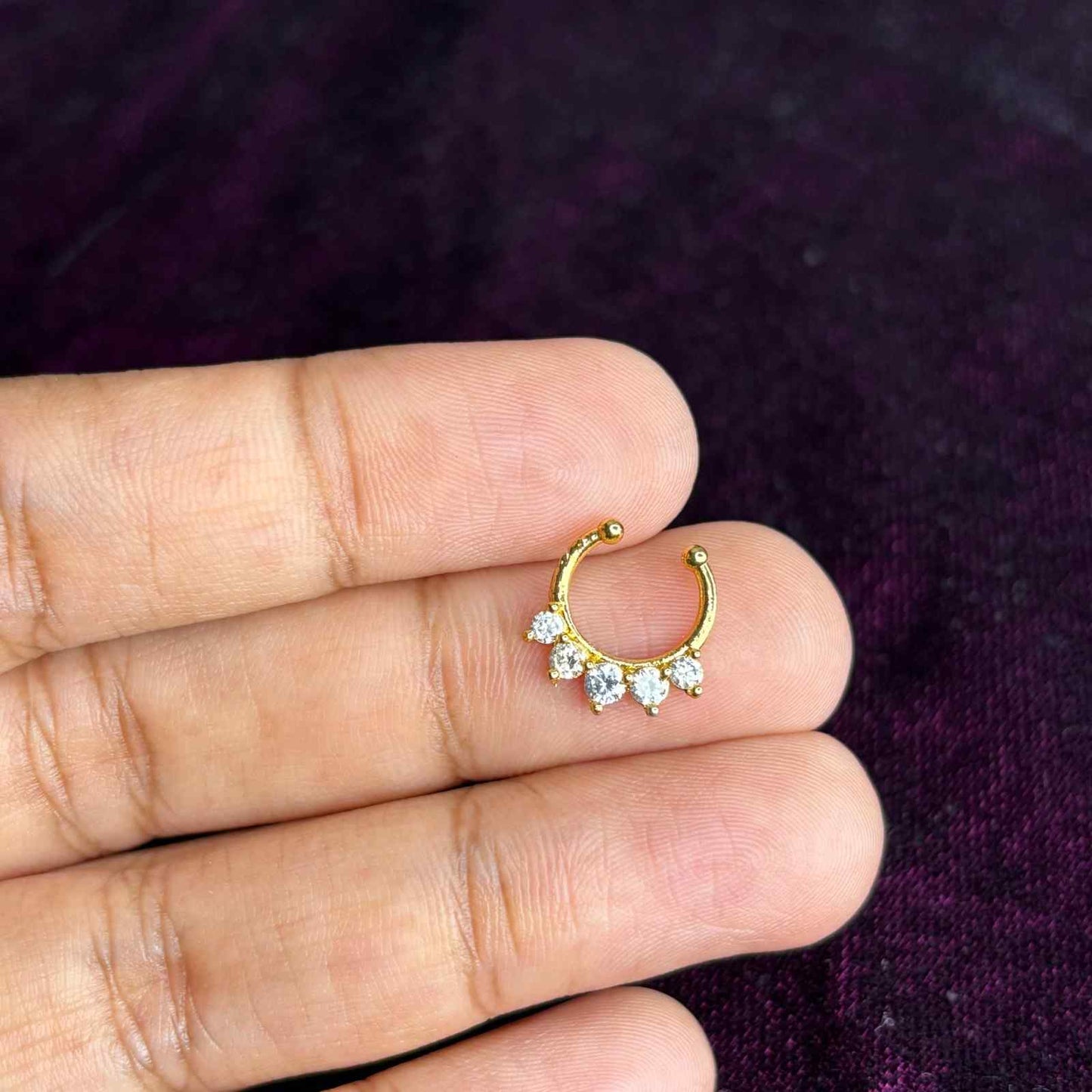 J0168  White AD Stone Nose Septum Rings