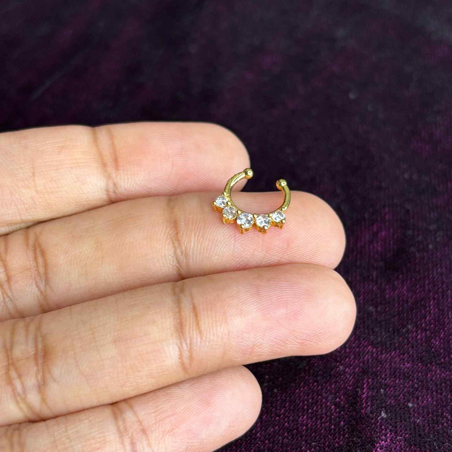 J0168  White AD Stone Nose Septum Rings