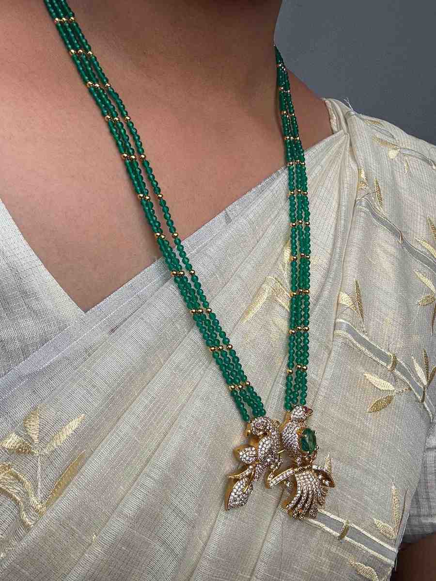 H0083 Green Crystal Bead Haram