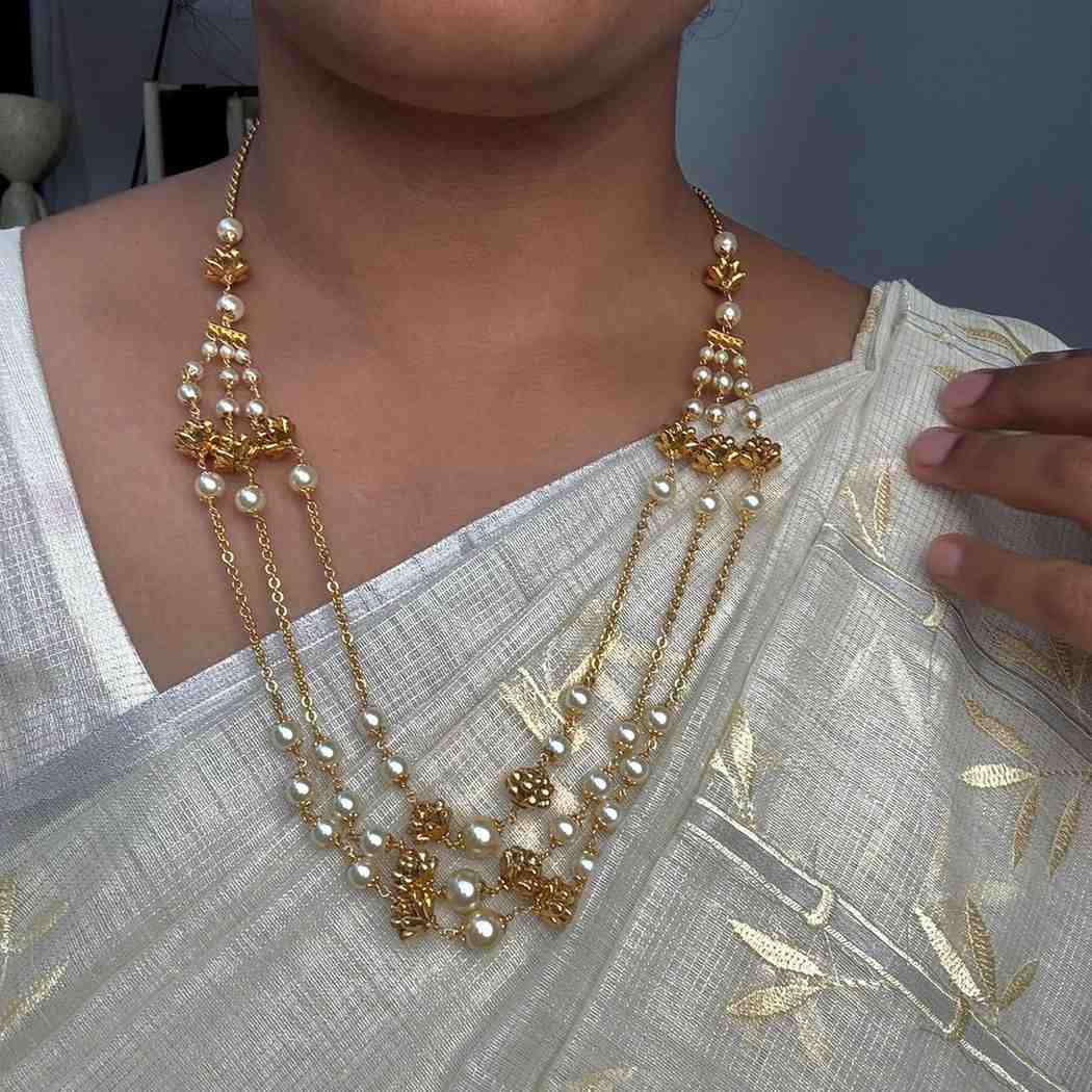 H0076 Three Layer Pearl Middle Length Haram