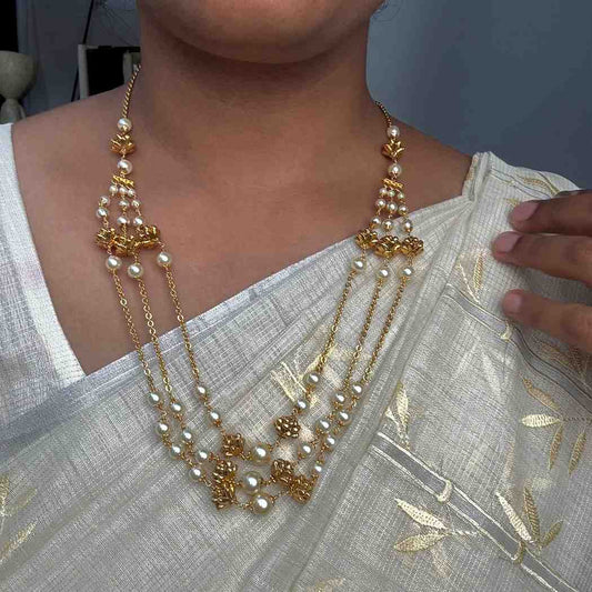 H0076 Three Layer Pearl Middle Length Haram