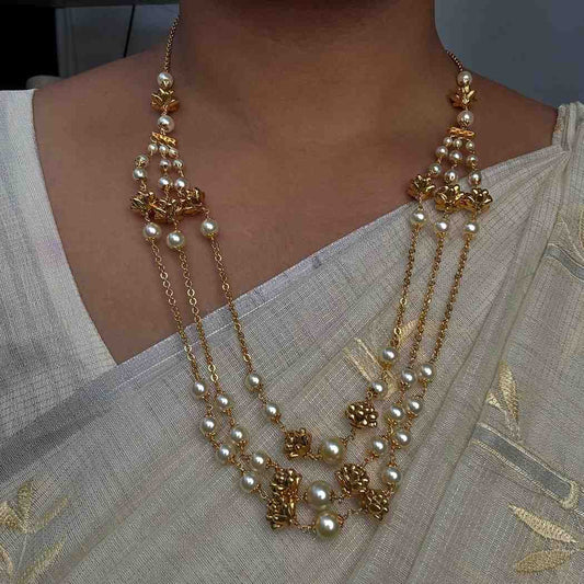 H0076 Three Layer Pearl Middle Length Haram