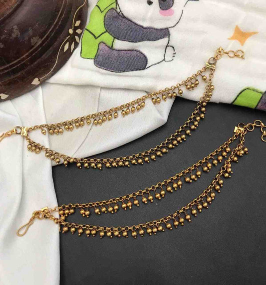 J0172 Gold Bead 2 line Earchain