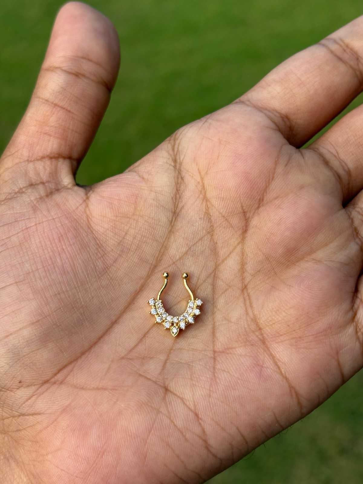 J0175 White Stone Nose Septum rings