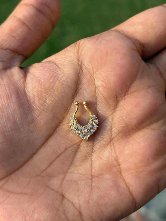 J0176 White Stone Nose Septum rings