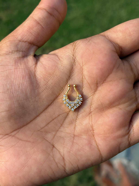 J0176 White Stone Nose Septum rings