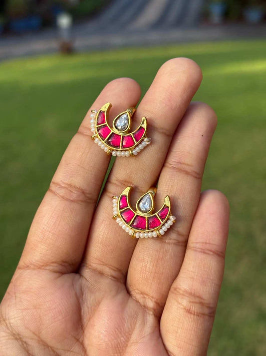 J0179 Jadau Kundan Moon Shape Bugadi