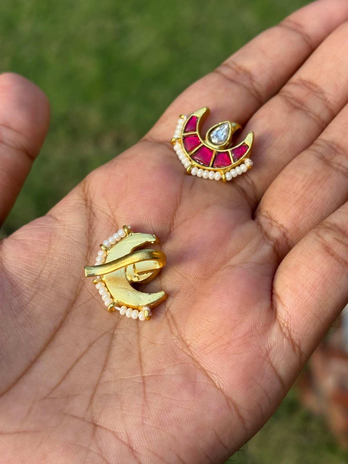 J0179 Jadau Kundan Moon Shape Bugadi