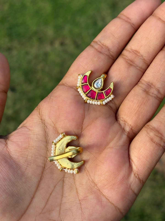 J0179 Jadau Kundan Moon Shape Bugadi